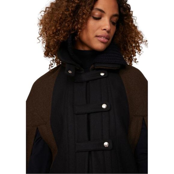 Like new! PLAN C Roll-neck Wool Cape Jacket In Brown Size 36/US Size 0/Size XS - Picture 2 of 11